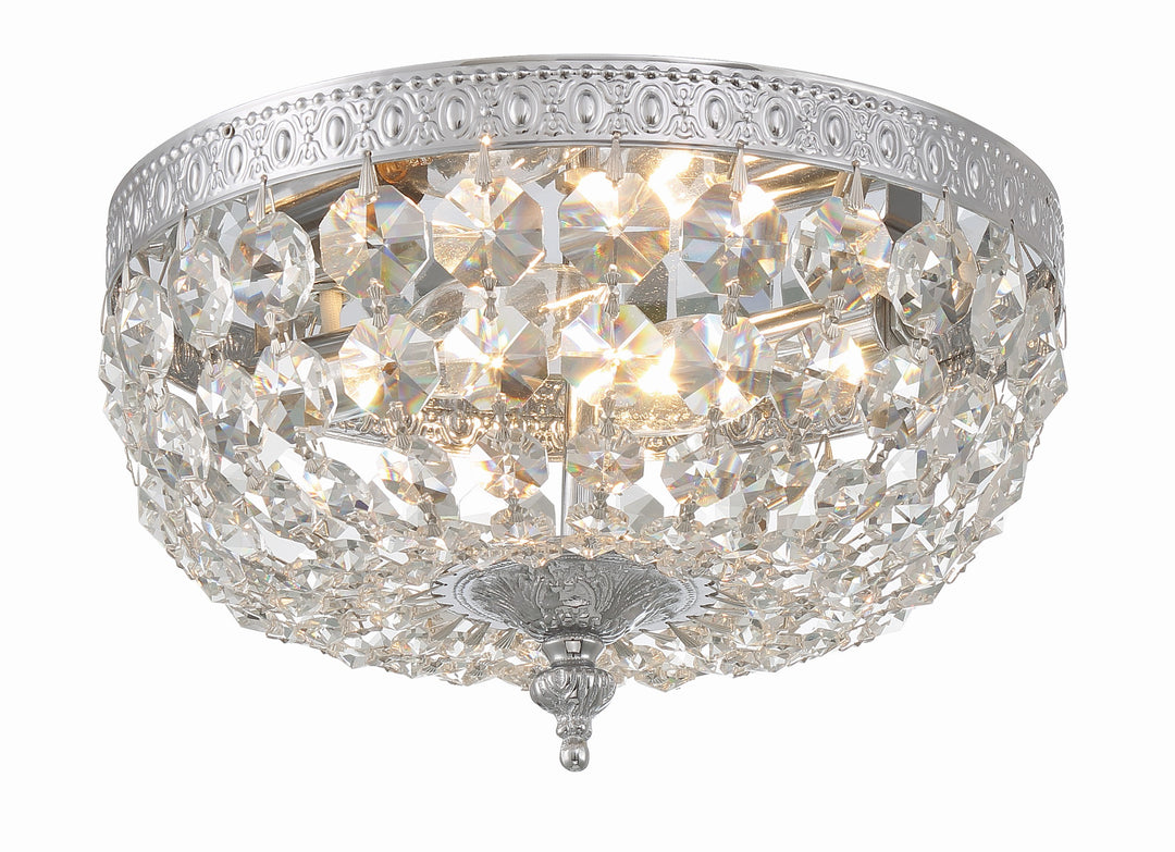 Crystorama 2 Light Clear Italian Crystal Polished Chrome Flush Mount