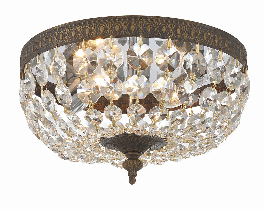 Crystorama 2 Light Clear Italian Crystal English Bronze Flush Mount