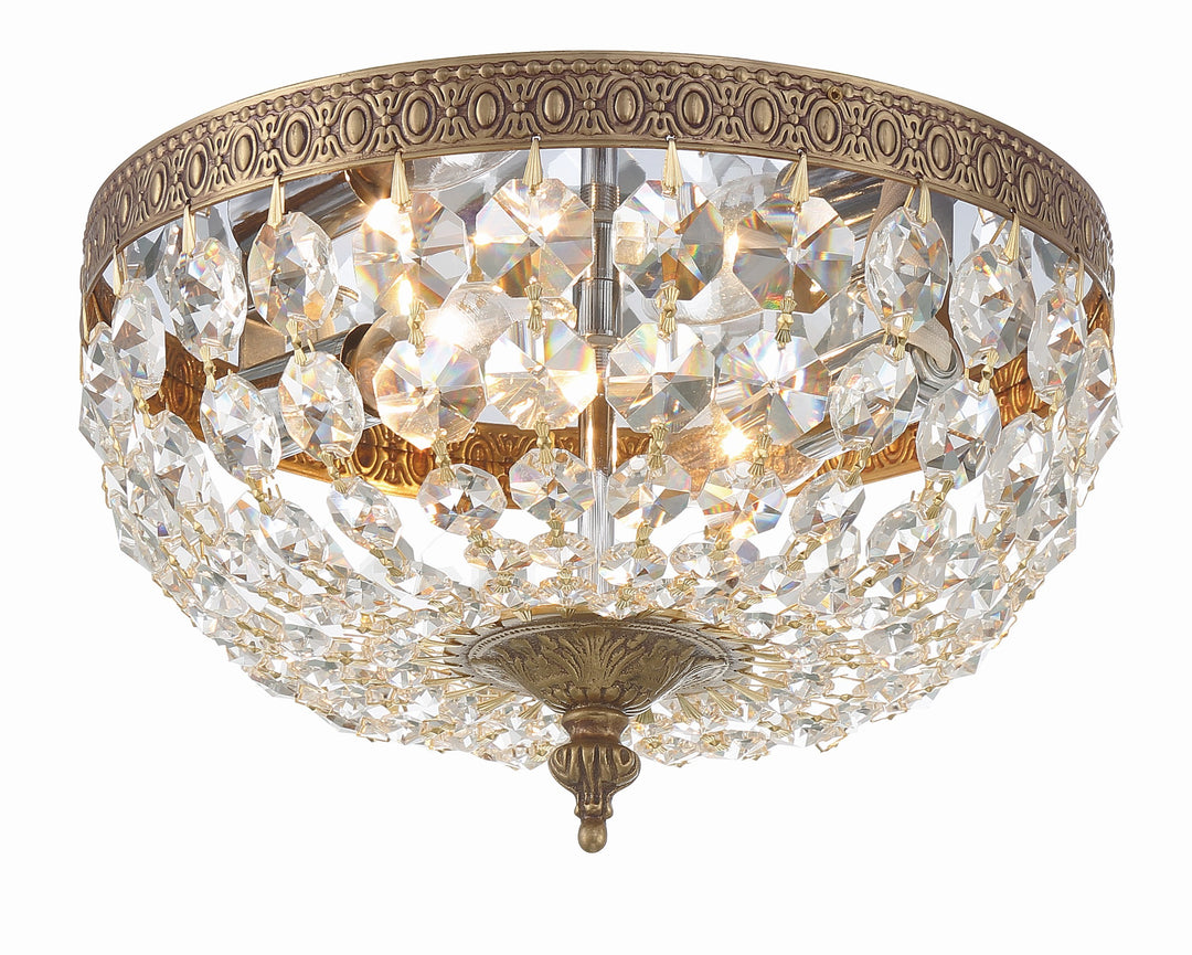Crystorama 2 Light Spectra Crystal Olde Brass Flush Mount