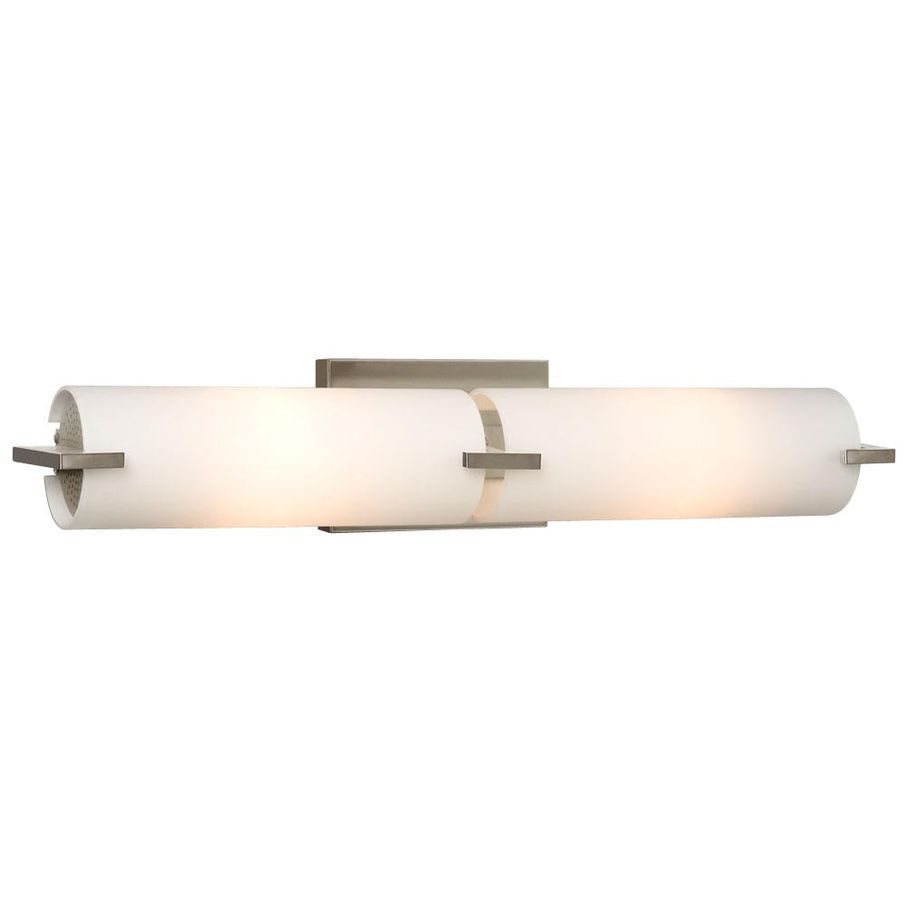 2-Light Bath & Vanity Light - in Brushed Nickel finish with Satin White Glass