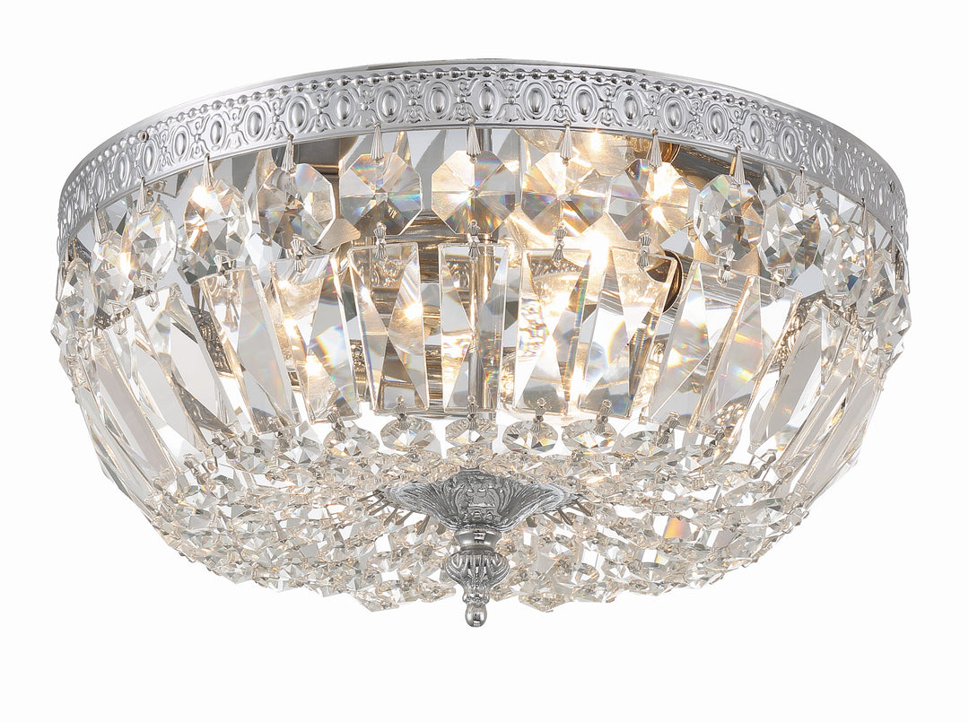 Crystorama 3 Light Hand Cut Crystal Polished Chrome Flush Mount