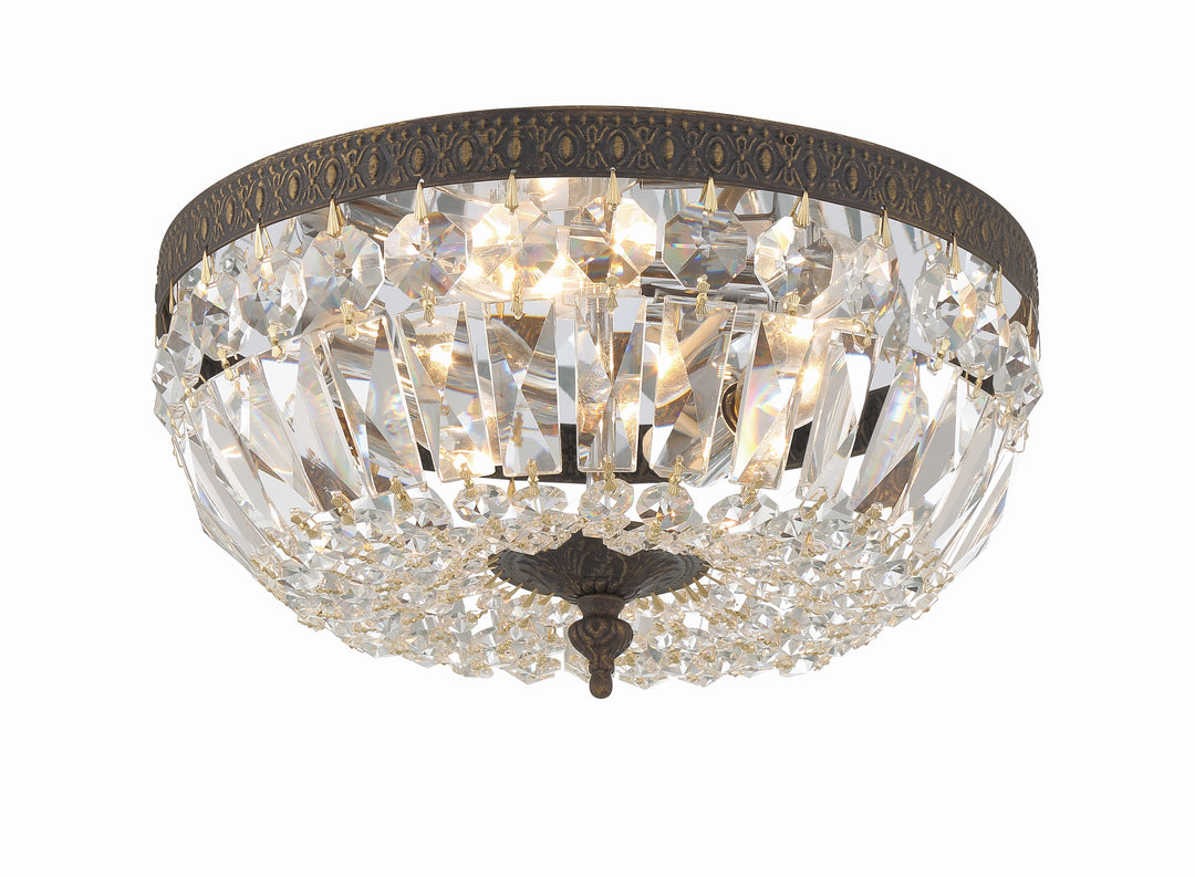 Crystorama 3 Light Spectra Crystal English Bronze Flush Mount