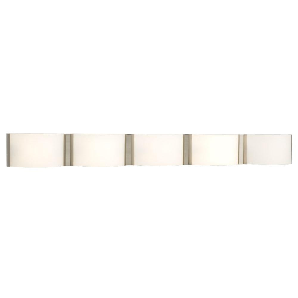 LED 5-Light Bath & Vanity Light - in Brushed Nickel finish with Satin White Glass