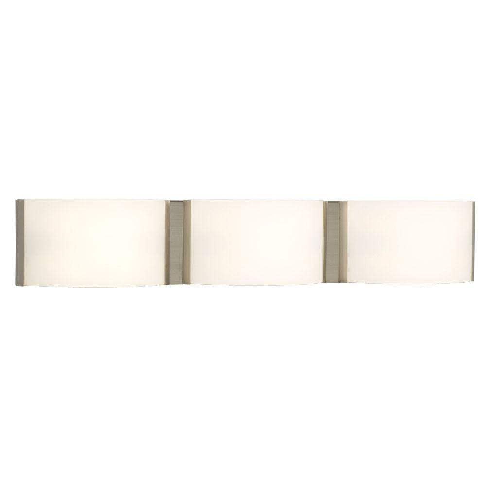 LED 3-Light Bath & Vanity Light - in Brushed Nickel finish with Satin White Glass