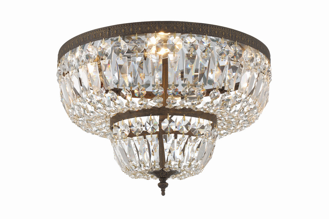Crystorama 4 Light Spectra Crystal English Bronze Flush Mount