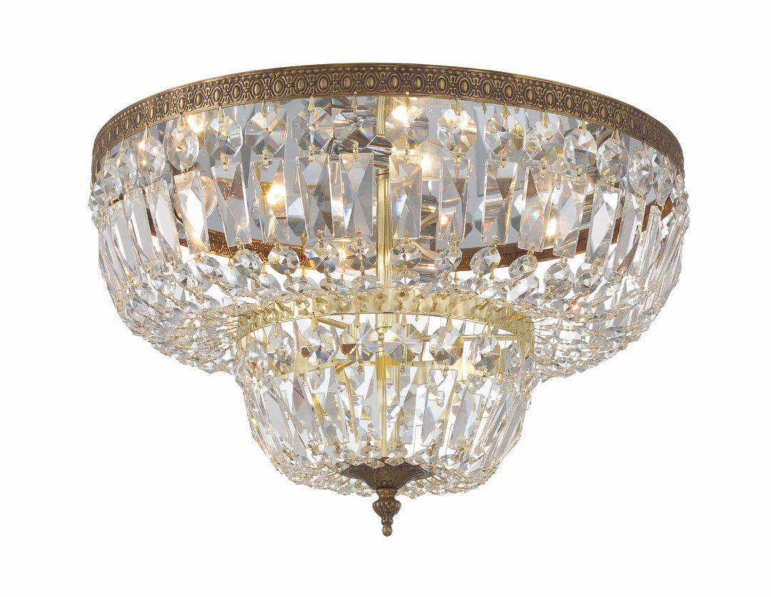 Crystorama 4 Light Spectra Crystal Olde Brass Flush Mount