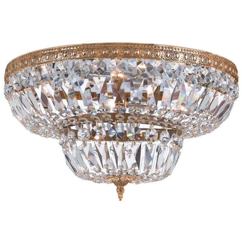 Crystorama 8 Light Spectra Crystal Olde Brass Flush Mount