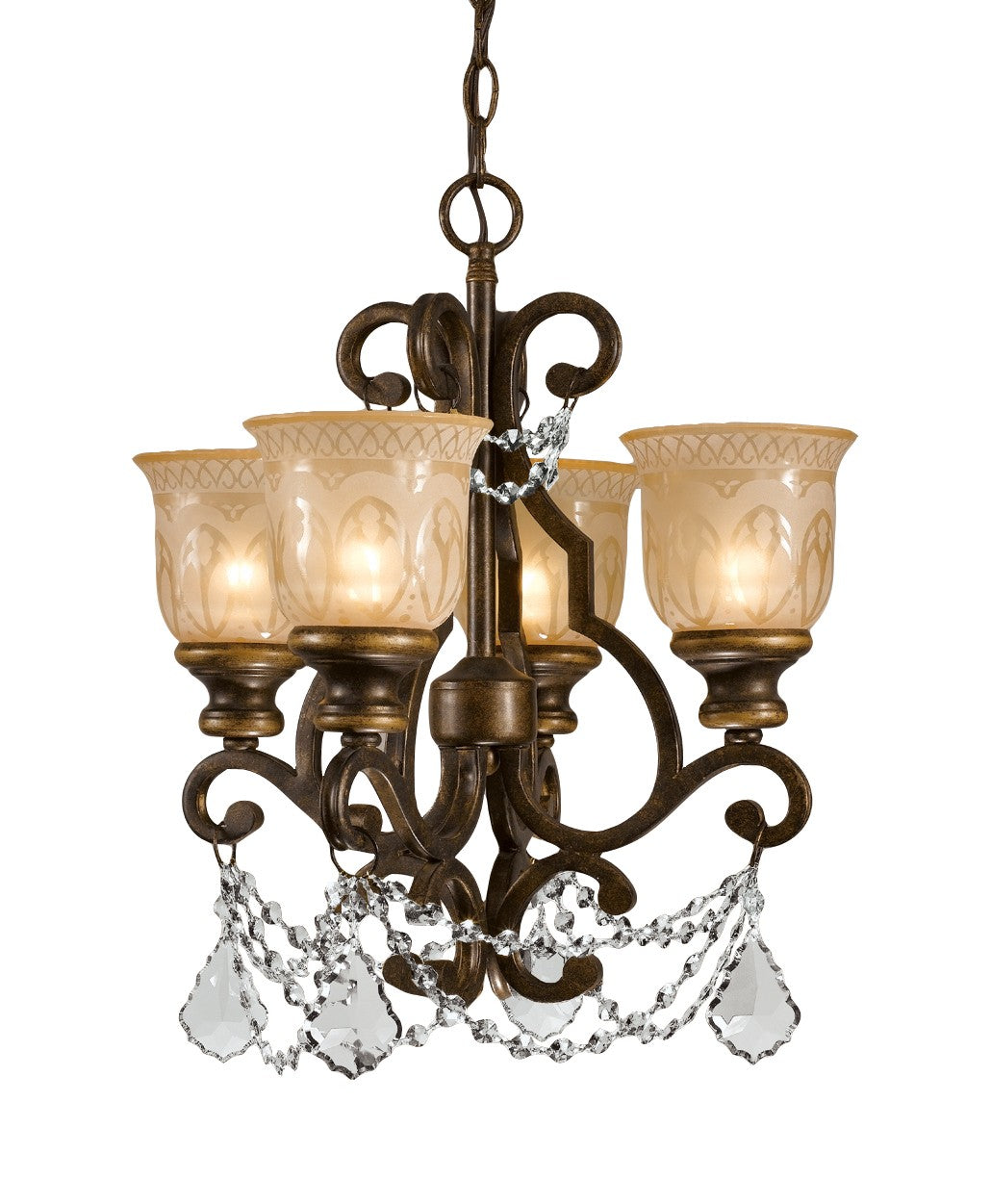Norwalk 4 Light Clear Crystal Bronze Umber Mini Chandelier