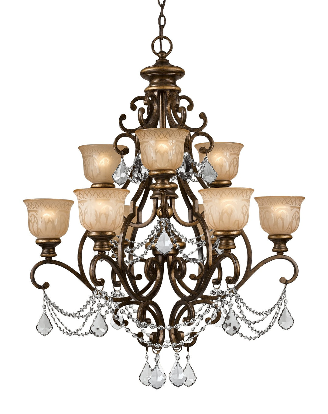 Norwalk 9 Light Swarovski Strass Crystal Bronze Umber Chandelier