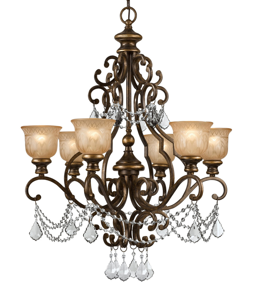 Norwalk 6 Light Swarovski Strass Crystal Bronze Umber Chandelier