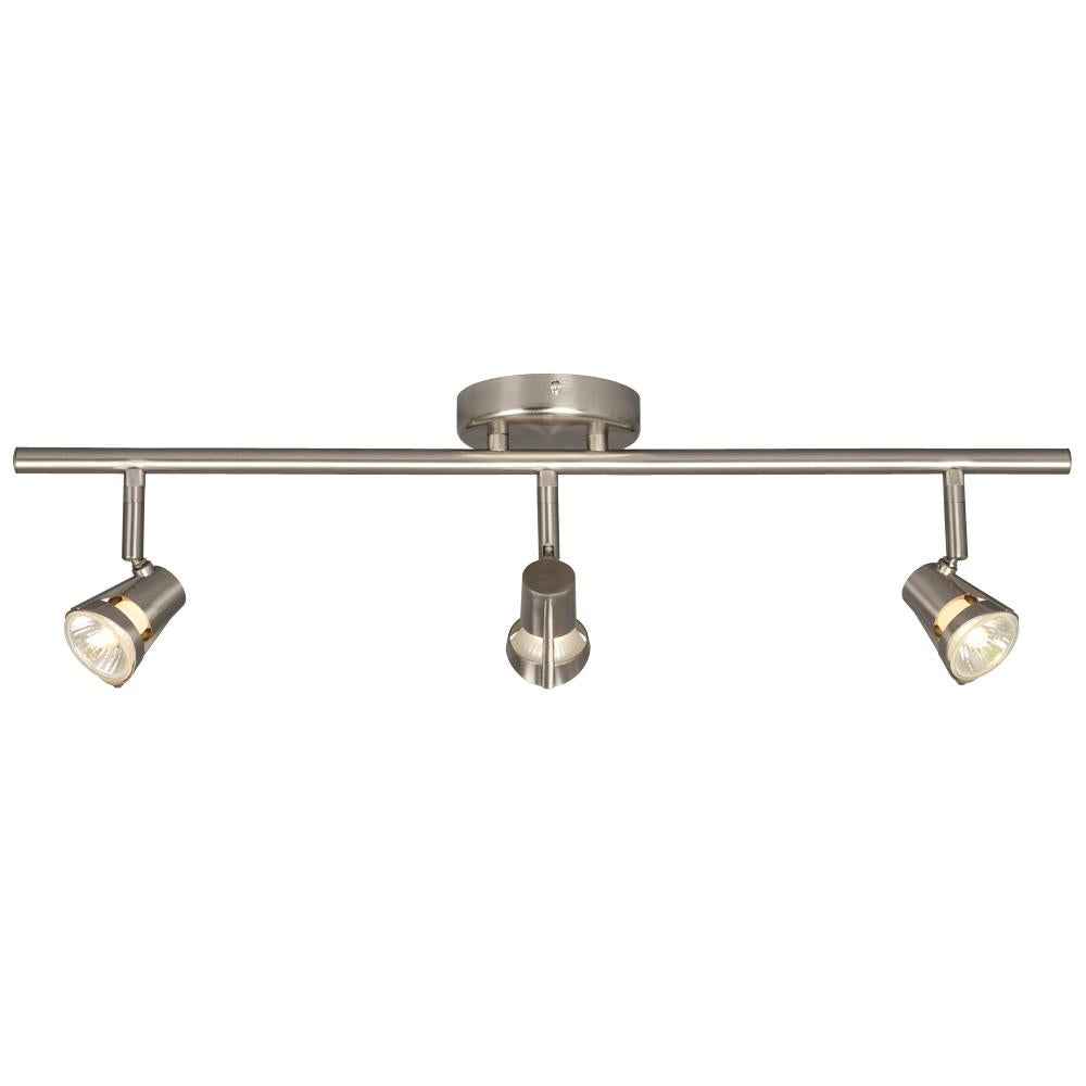 Three Light Halogen Track - Brushed Nickel