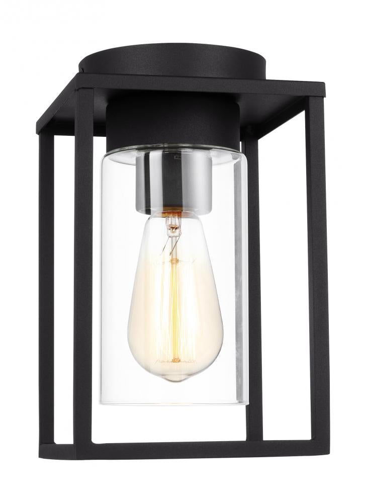 Vado transitional 1-light LED outdoor exterior ceiling ceiling flush mount in black finish with clea
