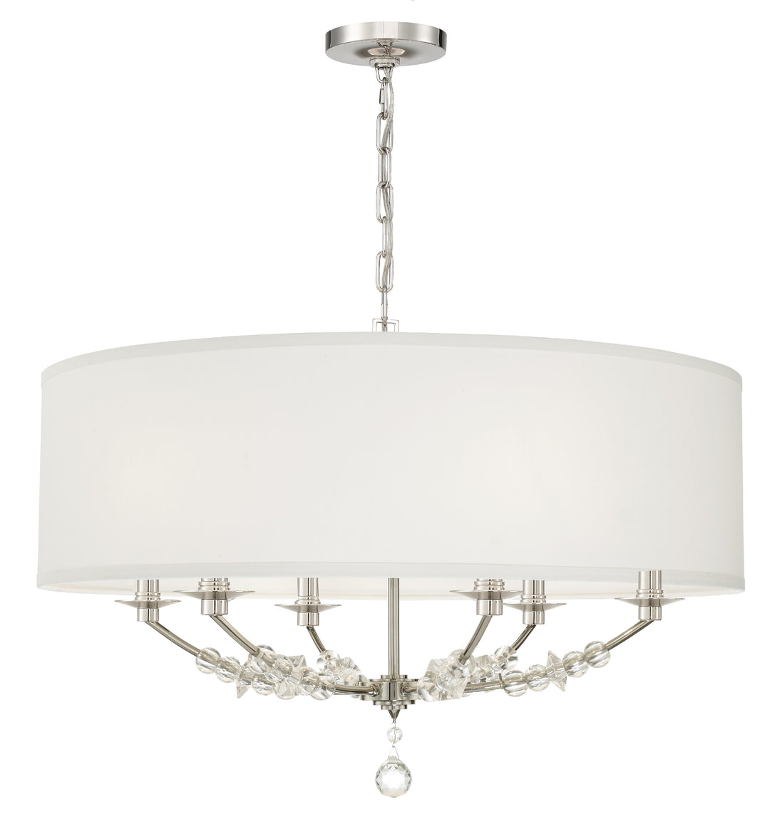 Mirage 6 Light Polished Nickel Drum Shade Chandelier