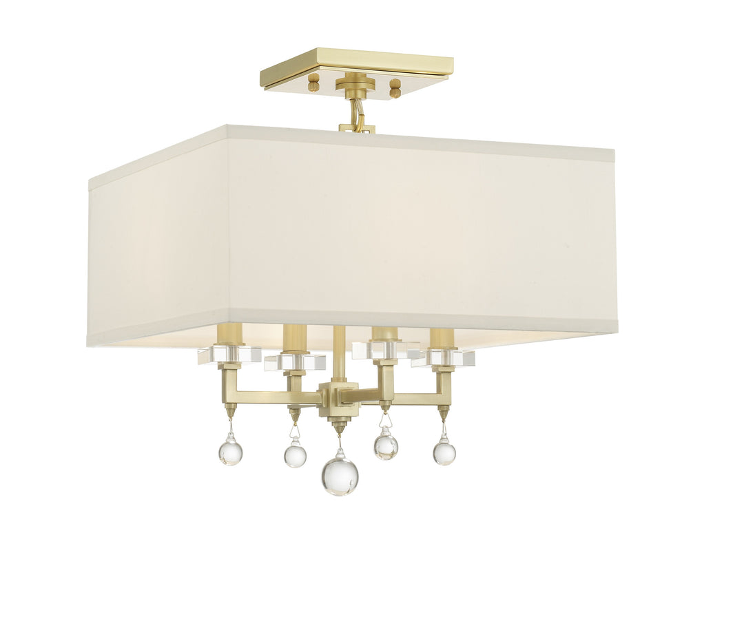Paxton 4 Light Aged Brass Semi Flush Mount