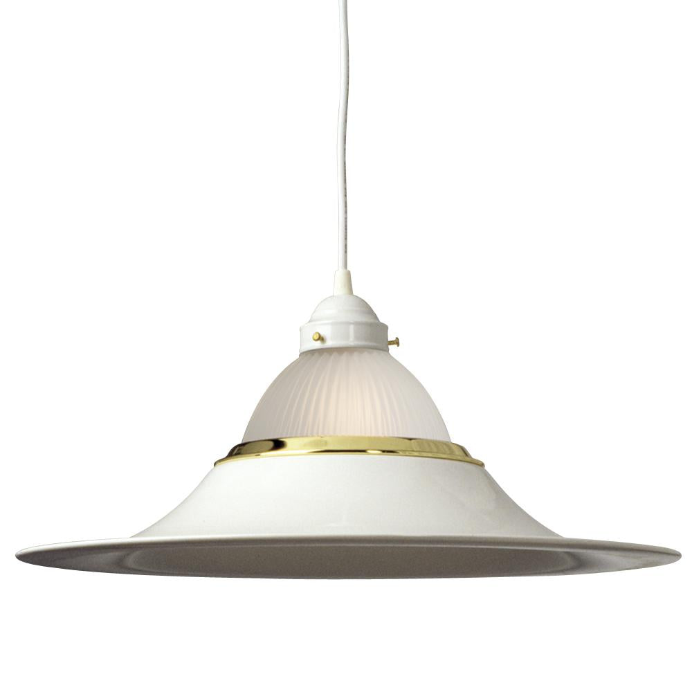 Pendant - White w/ Frosted Ribbed Glass