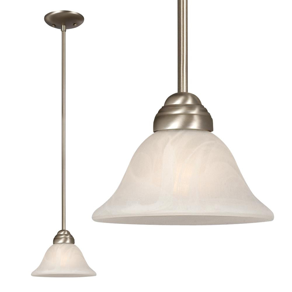 Mini Pendant w/6",12",18" Extension Rods - Pewter w/ Marbled Glass