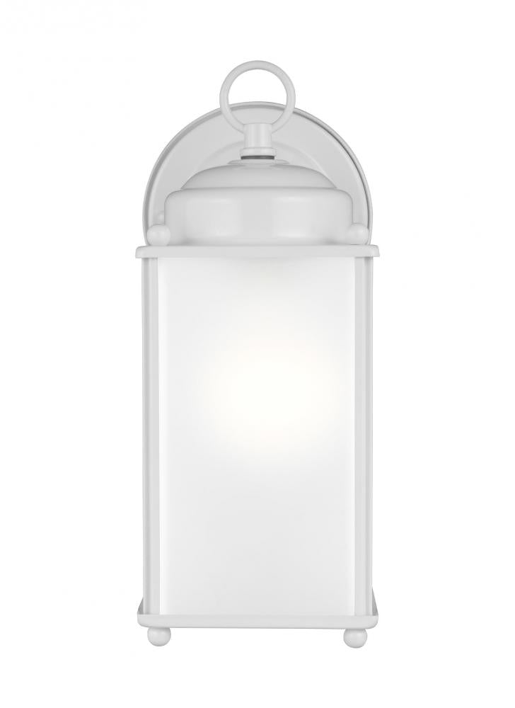 New Castle traditional 1-light LED outdoor exterior large wall lantern sconce in white finish with s