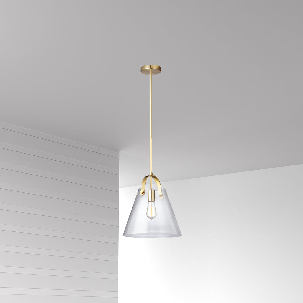 1LT Incandescent Pendant, Aged Brass w/Clear Glass