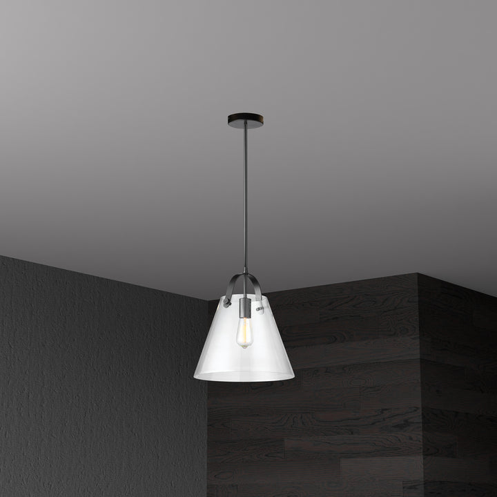 1LT Incandescent Pendant, Black w/ Clear Glass