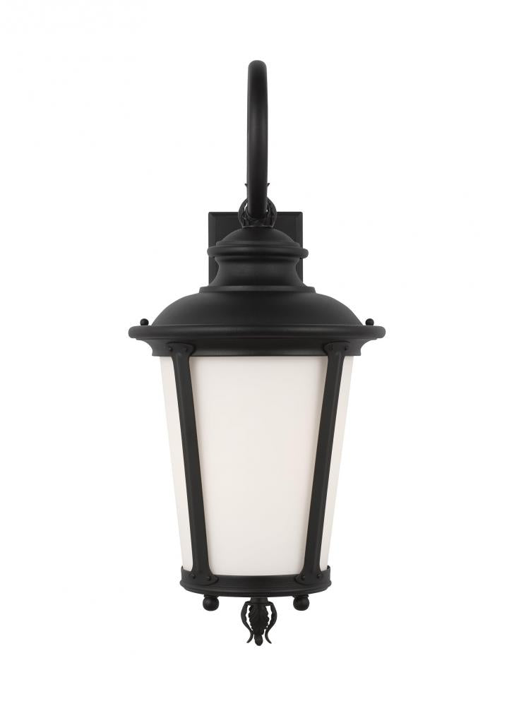 Cape May traditional 1-light LED outdoor exterior large wall lantern sconce in black finish with etc