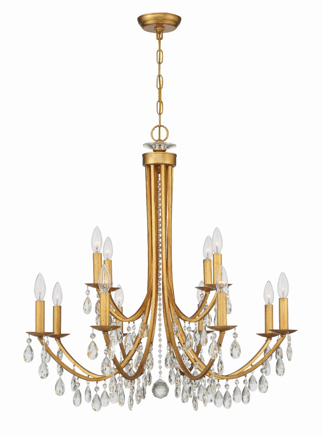 Bridgehampton 12 Light Hand Cut Crystal Antique Gold Chandelier