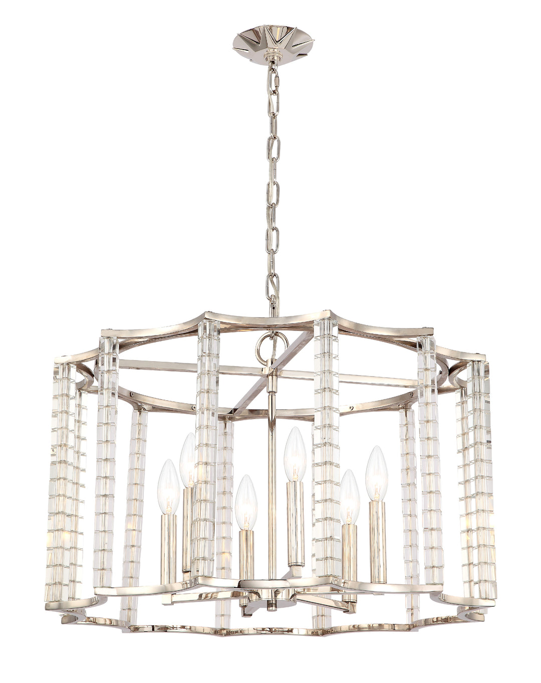 Carson 6 Light Polished Nickel Lantern Chandelier