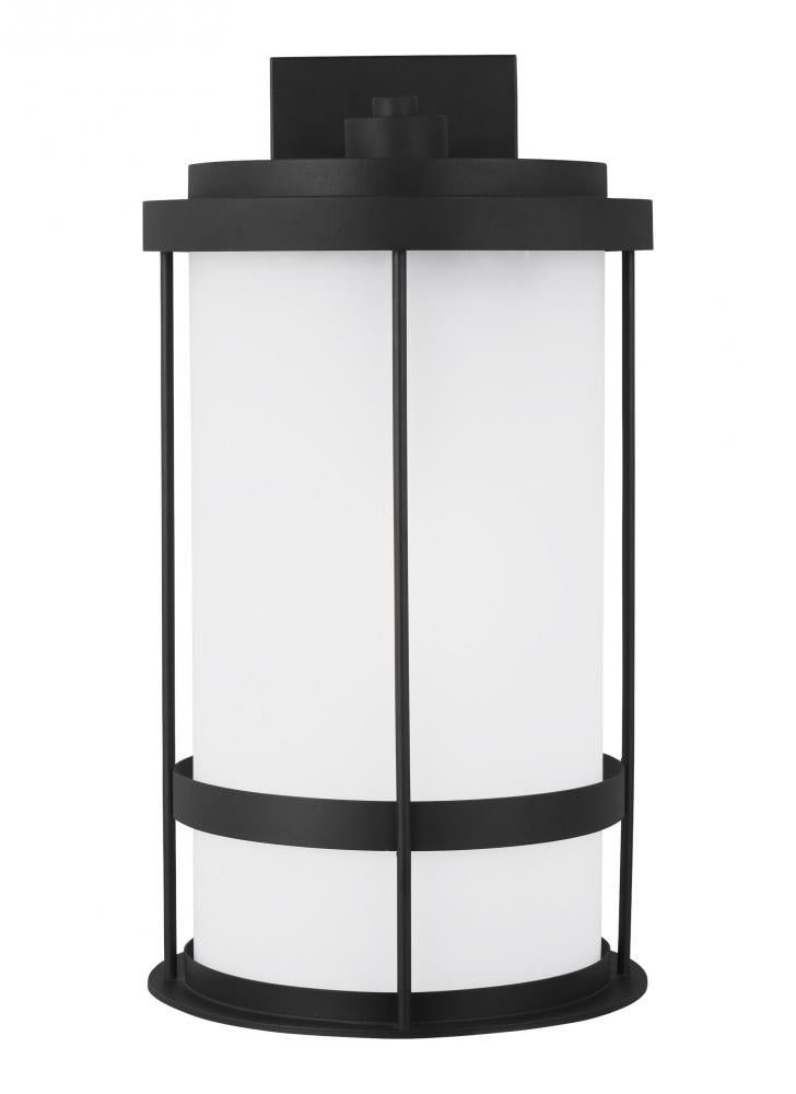 Wilburn modern 1-light LED outdoor exterior Dark Sky compliant extra large wall lantern sconce in bl