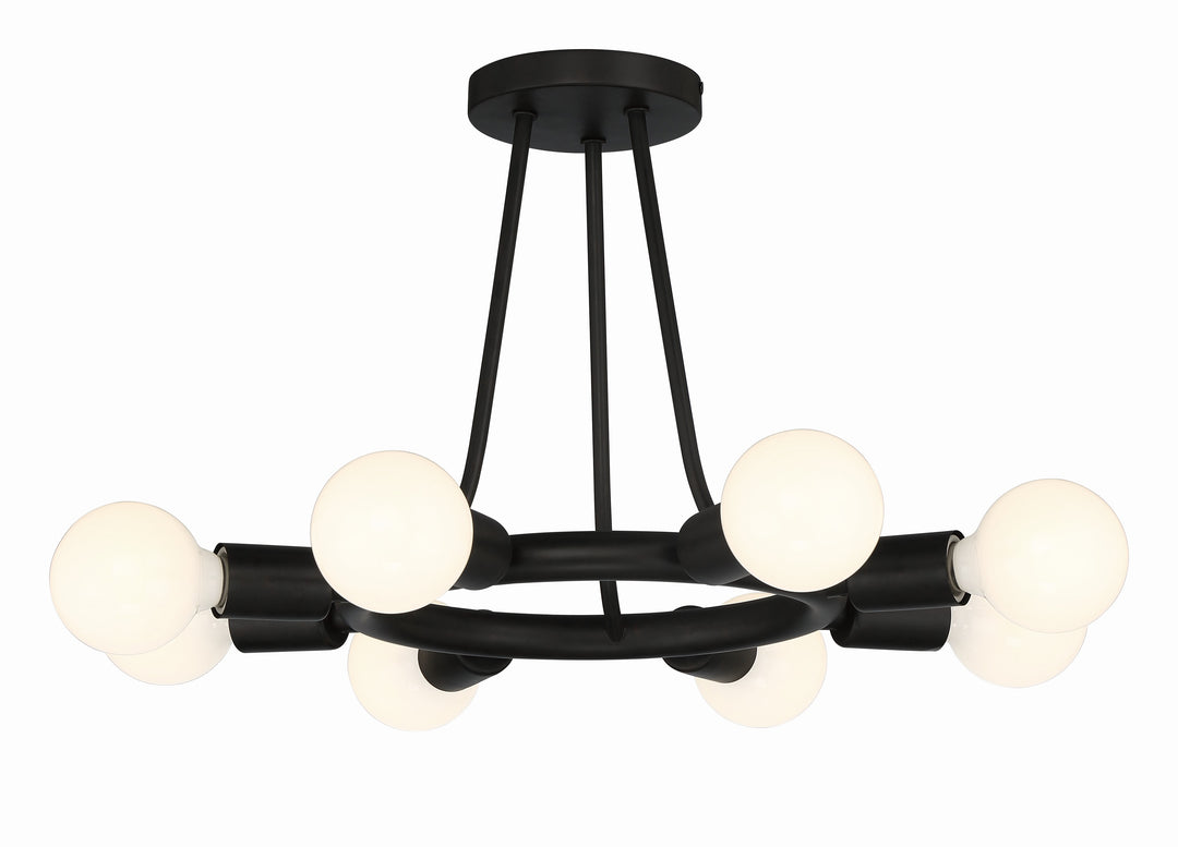 Dakota 8 Light Black Semi Flush Mount