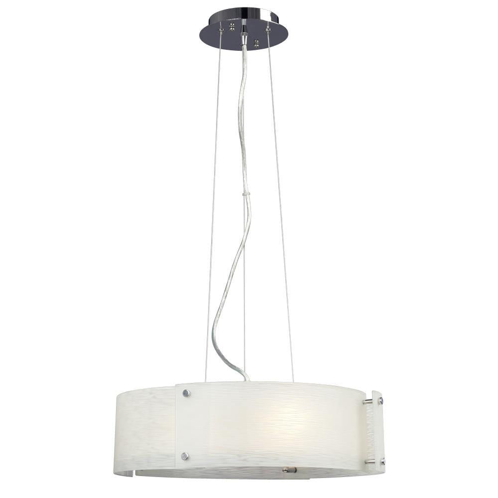 3-Light Pendant Chrome with Frosted Textured Glass Shade w/Frosted Bottom Glass