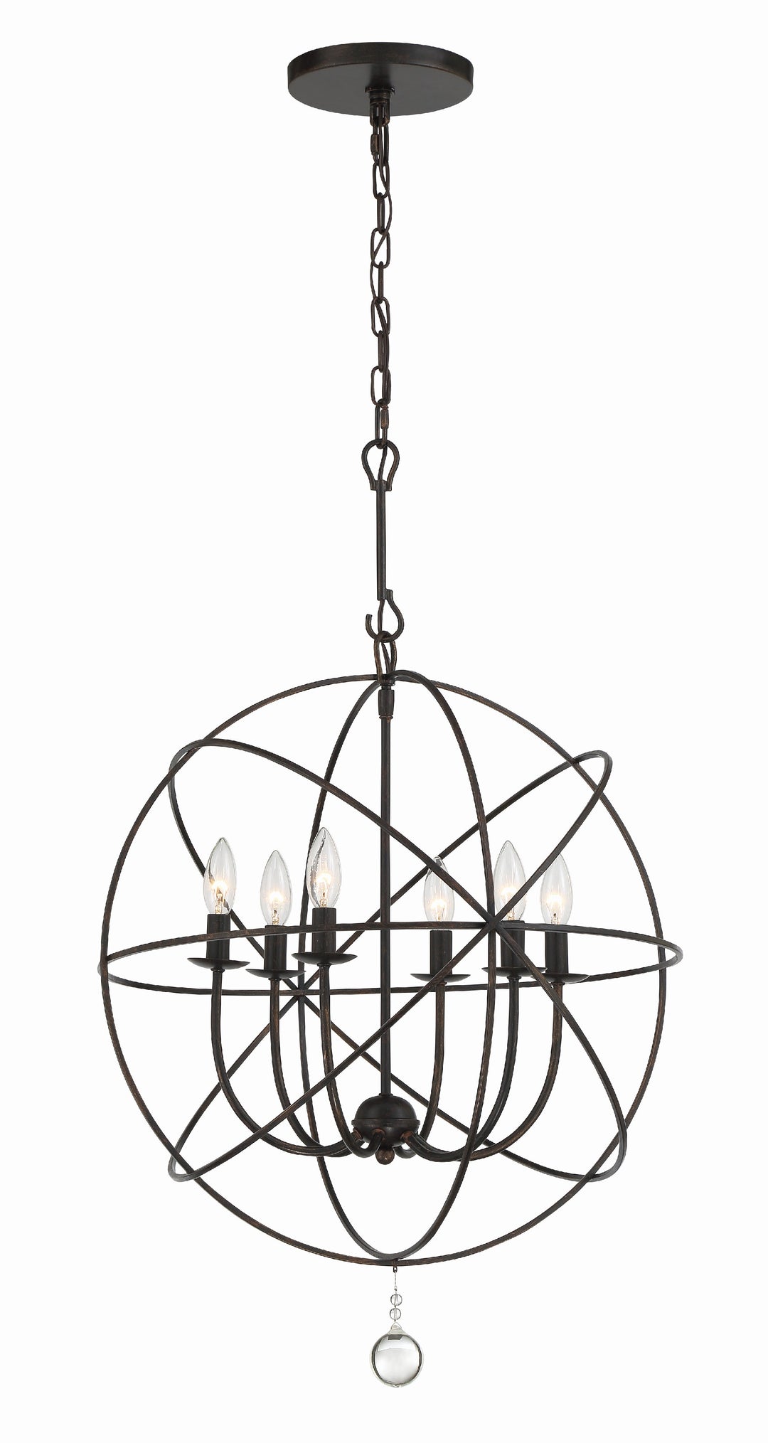 Solaris 6 Light English Bronze Sphere Chandelier
