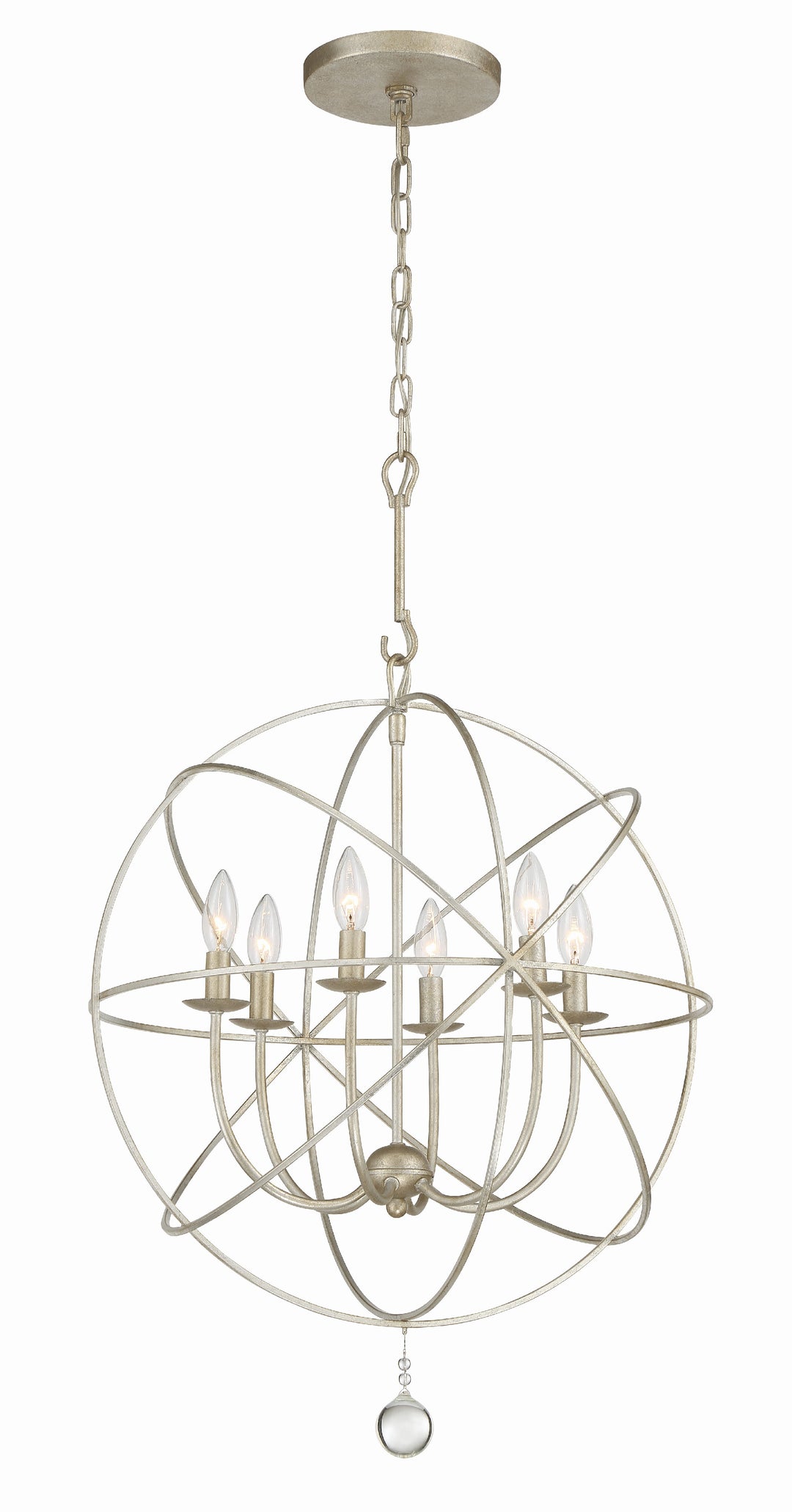 Solaris 6 Light Olde Silver Sphere Chandelier