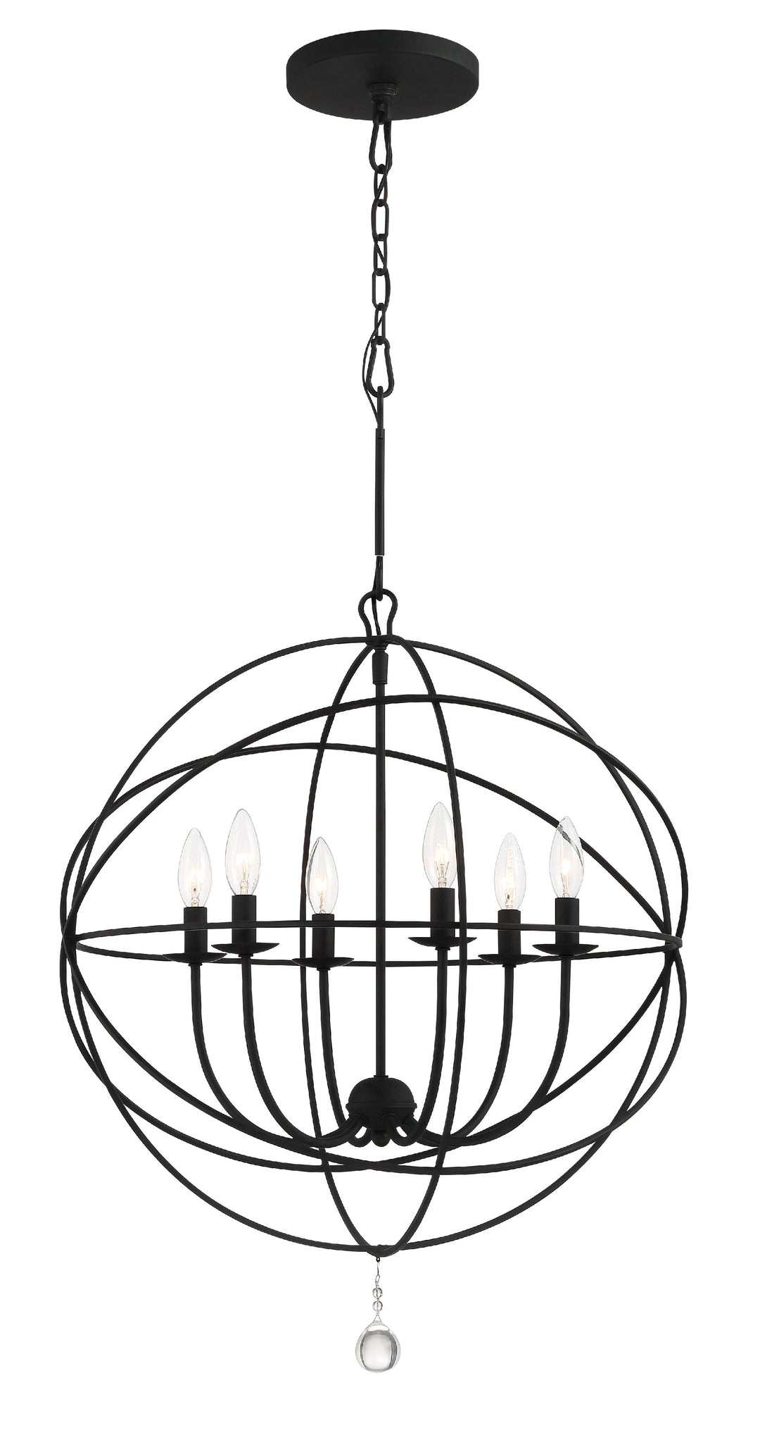 Solaris 6 Light Black Sphere Chandelier