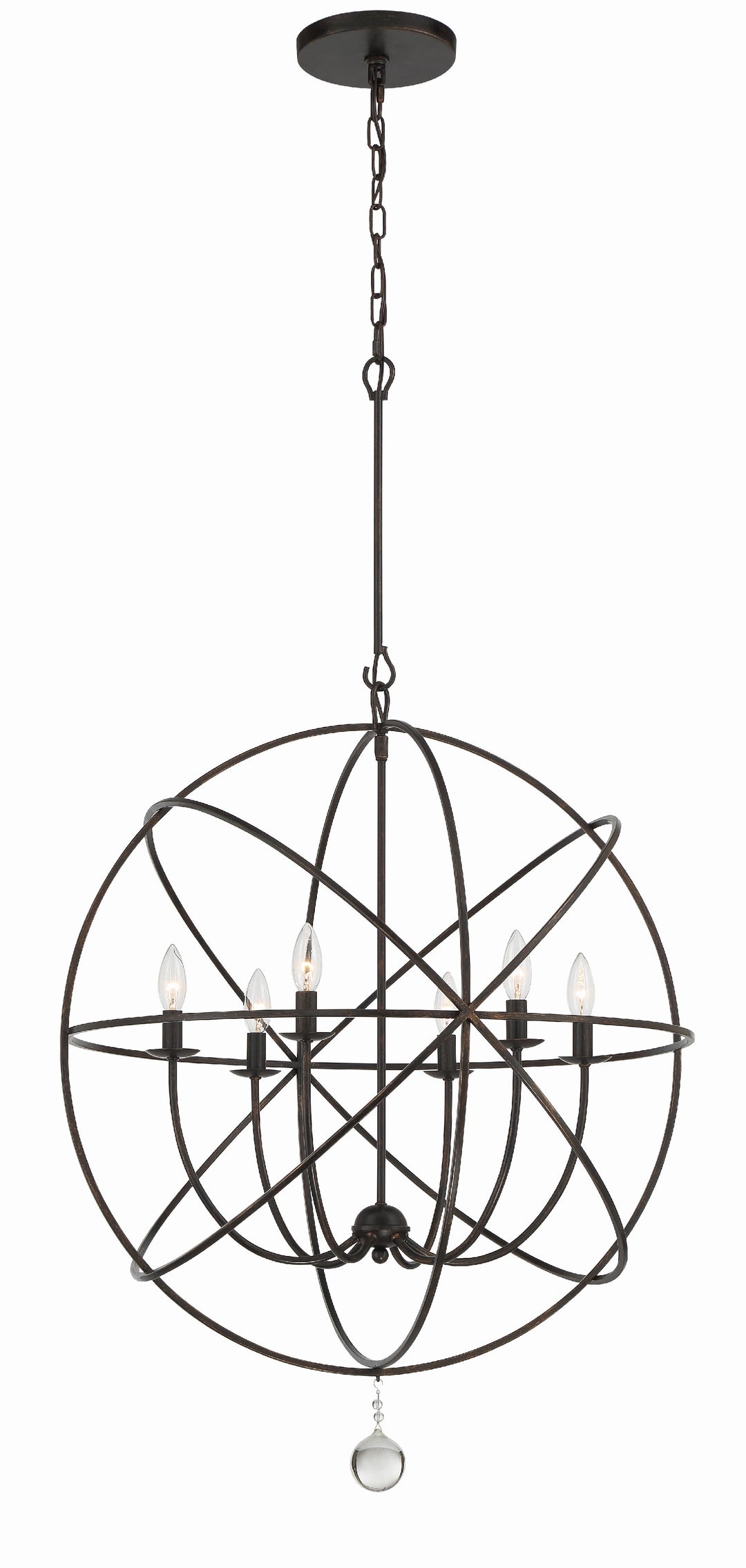 Solaris 6 Light English Bronze Sphere Chandelier