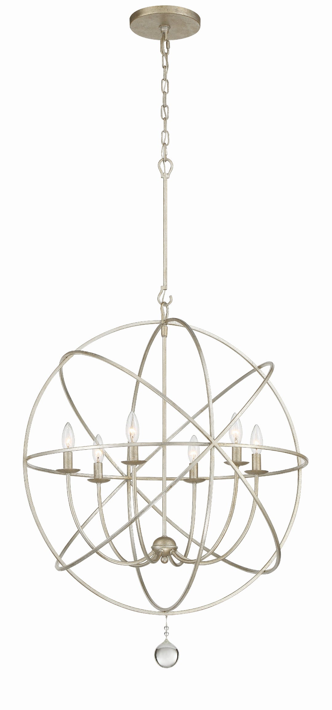 Solaris 6 Light Olde Silver Sphere Chandelier