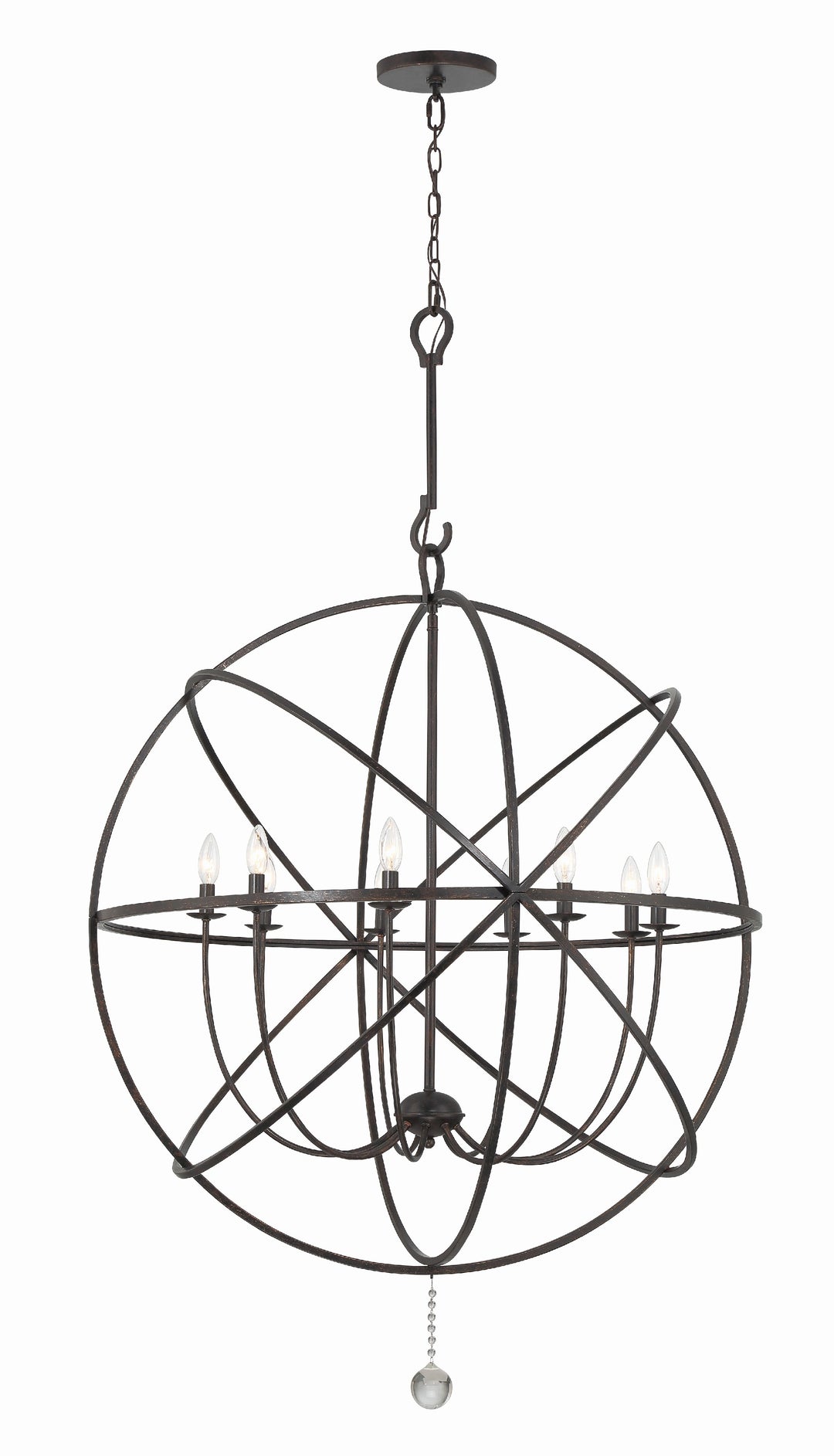 Solaris 9 Light English Bronze Sphere Chandelier