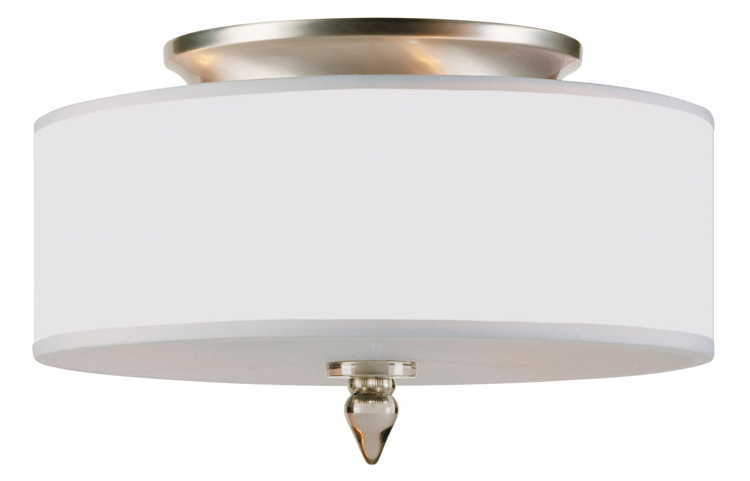 Luxo 3 Light Drum Shade Satin Nickel Flush Mount