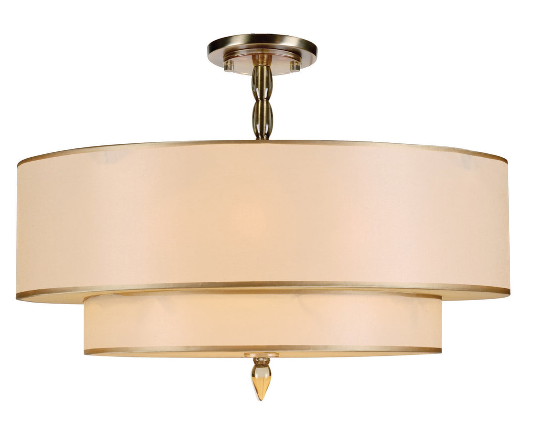 Luxo 5 Light Antique Brass Semi Flush Mount