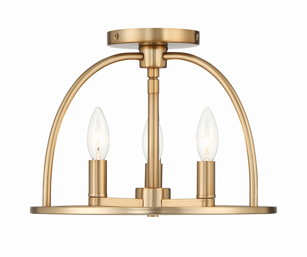 Abbott 3 Light Vibrant Gold Semi Flush Mount