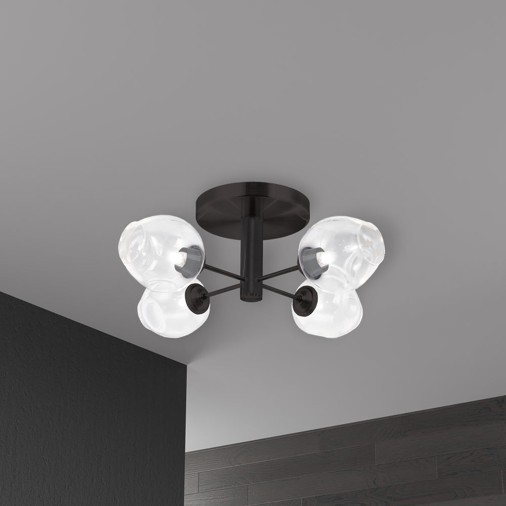 4LT Semi Flush, MB w/ Clear Glass