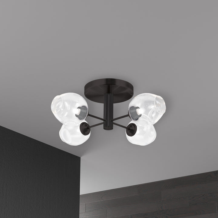 4LT Semi Flush, MB w/ Clear Glass