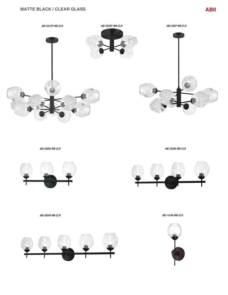 8LT Chandelier, MB w/ Clear Glass