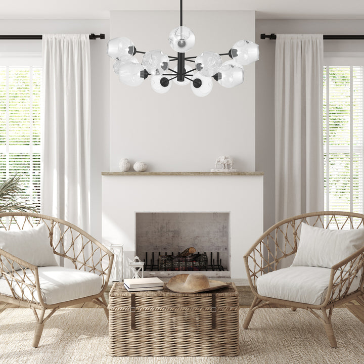 12LT Chandelier, MB w/ Clear Glass
