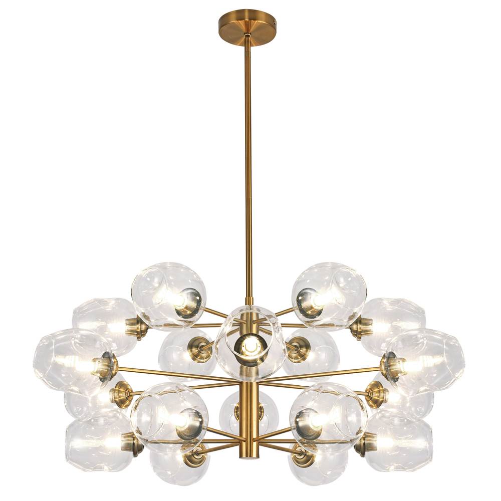 18LT Halogen Chandelier, VB w/ CLR Glass