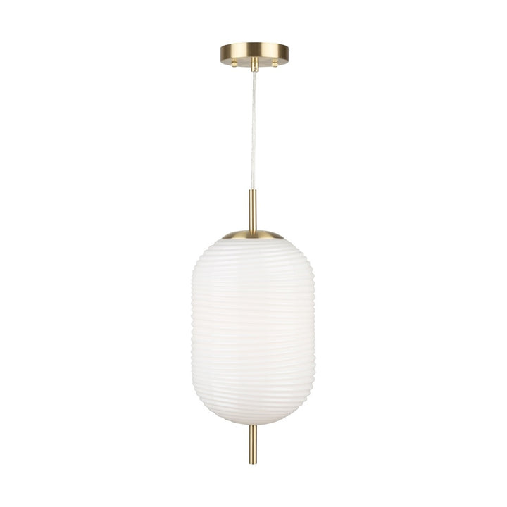 Vita Collection 1-Light Textured Shade Pendant White and Brass
