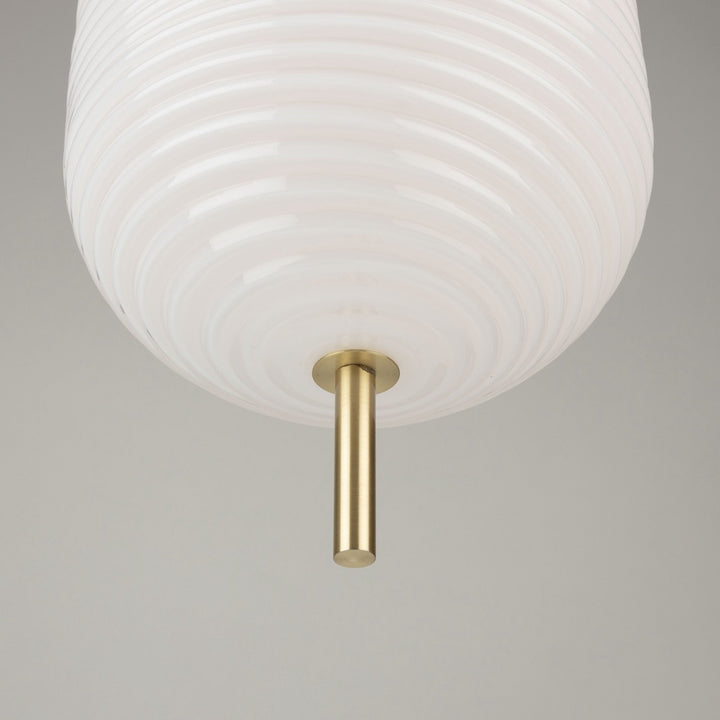 Vita Collection 1-Light Textured Shade Pendant White and Brass