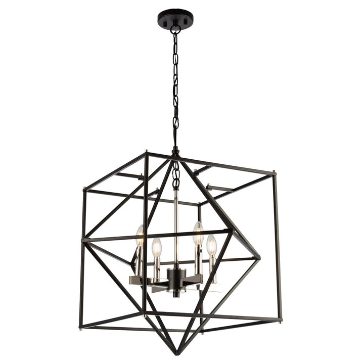 Roxton 4 Light Chandelier (Matte Black & Polished Nickel)