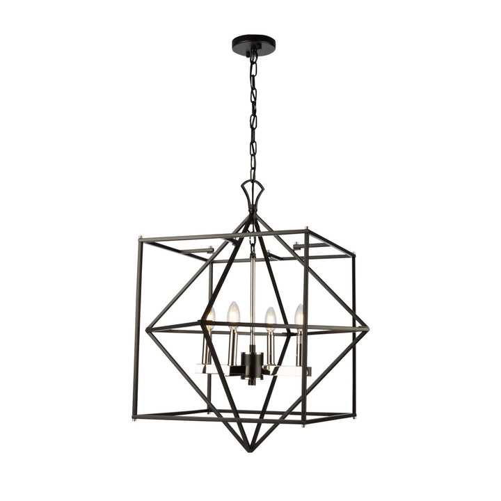 Roxton 4 Light Chandelier (Matte Black & Polished Nickel)