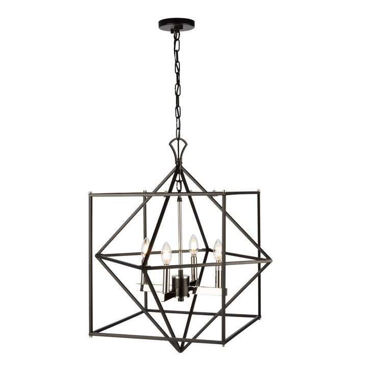 Roxton 4 Light Chandelier (Matte Black & Polished Nickel)