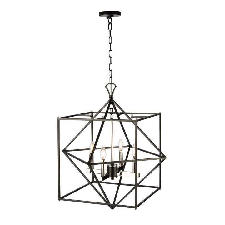 Roxton 4 Light Chandelier (Matte Black & Polished Nickel)