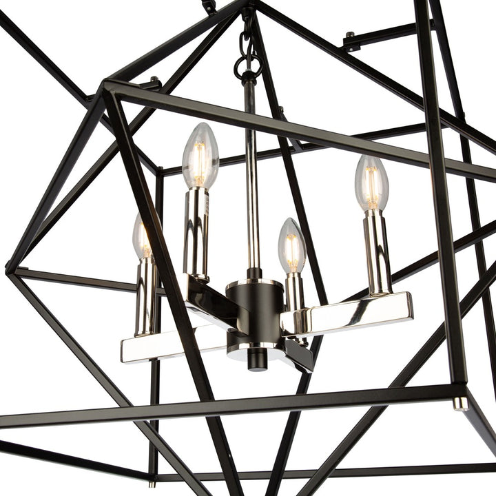Roxton 4 Light Chandelier (Matte Black & Polished Nickel)